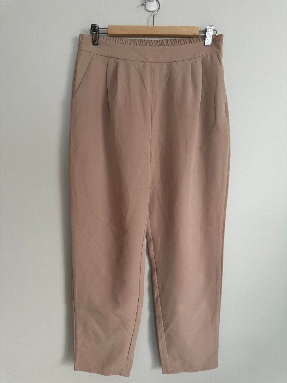 Shein Women Frenchy High-Rise Slant Pocket Straight Pants Beige Size L NWT